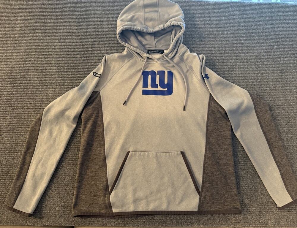 NY Giants Under Armour Cold gear Hoodie. Combine Authentic. Grey. XL. Loose